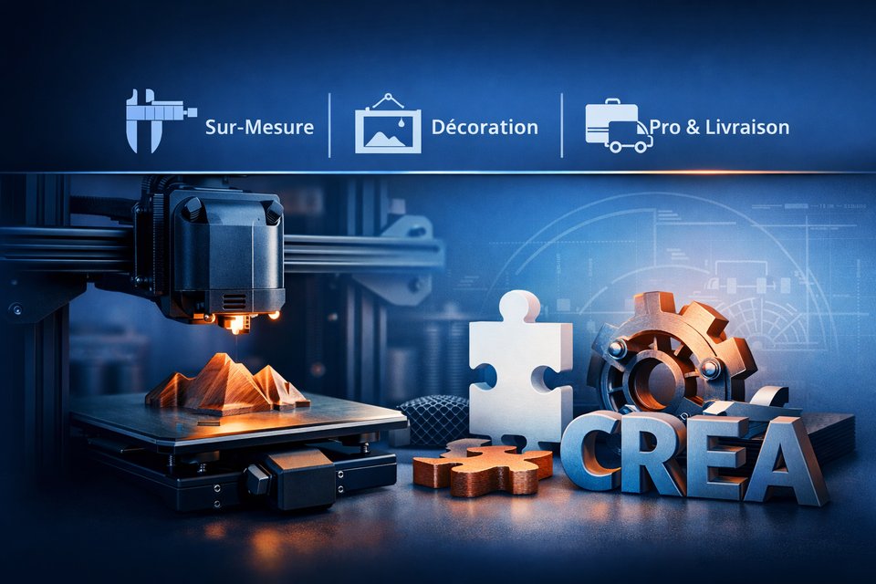 Impression 3D Mosel3D — sur-mesure, décoration et pro